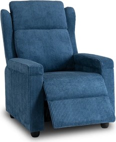 Fotel Rozkładany z Podnóżkiem SPENCER Granatowy Sztruksowy Nowoczesny