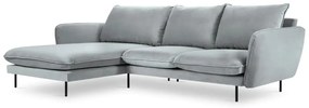 Jasnoszara narożna aksamitna sofa lewostronna Cosmopolitan Design Vienna