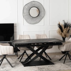 Stół Rozkładany Prostokątny IBIZA 160-240 cm Ceramiczny Czarny Marmur do Jadalni Nowoczesny