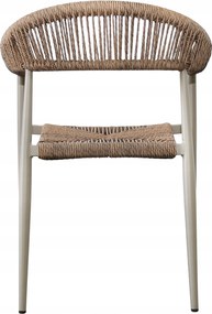 Krzesło Ogrodowe Beżowe 56x60x78 cm Plecione Sznurki Nowoczesne Wytrzymałe