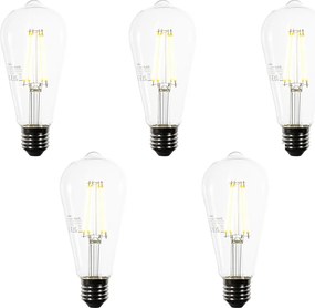 Zestaw 5 żarówek LED E27 ST64 przezroczystych 3.8W 806 lm 3000K