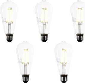 Zestaw 5 żarówek LED E27 ST64 Przezroczyste 3,8W 806 lm 3000K