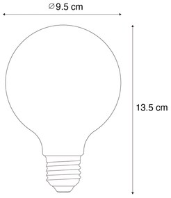 Zestaw 5 E27 LED o przyciemnianym świetle, spiralny filament G95 4W 270lm 2200K