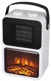 Kominek elektryczny – imitacja płomienia – biały, 13,5 x 21 x 36 cm, 600/1200 W