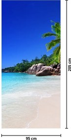 Fototapeta na drzwi - Plaża na wyspie Praslin (95x205cm)