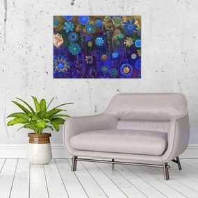 Obraz ciemnoniebieskich kwiatów (70x50 cm)