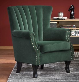 Welurowy fotel wypoczynkowy z pinezkami Titan