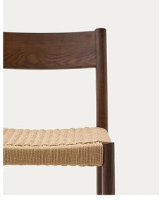 Brązowy hoker z litego drewna dębowego (wysokość siedziska 65 cm) Yalia – Kave Home