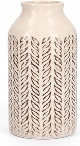 Osłonka Ceramiczna beżowa 17 cm Nowoczesny Wazon zdobiony Elegancki vintage