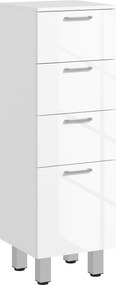 Kleankin szafka łazienkowa biała z 4 szufladami elegancka z płyty wiórowej Biały 30D x 30S x 93W cm | Aosom PL