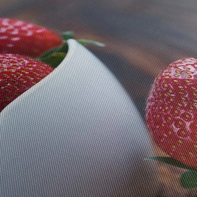 Obraz truskawek (z zegarem) (90x30 cm)