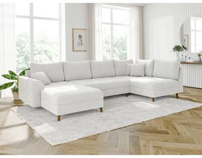Biały narożnik z materiału bouclé (lewostronny/w kształcie litery U) Ariella – Ropez