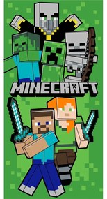 Zielony bawełniany ręcznik dziecięcy 70x140 cm Minecraft Let´s Survive – Jerry Fabrics
