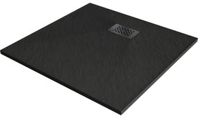 Mexen Hugo brodzik kwadratowy SMC 90 x 90 cm, czarny, maskownica czarna - 42709090-B
