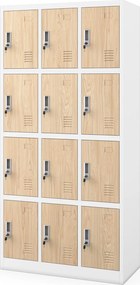 Szafa BHP z 12-skrytkami 90x40x185 cm Eco Design Marcin, biały/dąb sonoma