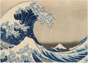Obraz na szkle - Katsushika Hokusai, Under the Wave off Kanagawa, reprodukcje (70x50 cm)
