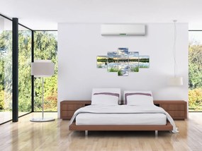 Obraz jeziora z trzcinami (125x70 cm)