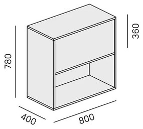 PLAN Regał biurowy LAYERS, niski, 1 schowek, 800 x 400 x 777, dąb naturalny/ dąb bejcowany