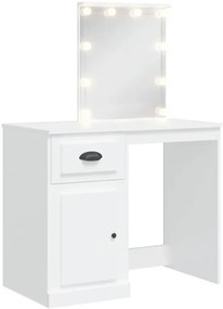 Biała toaletka z lustrem z lampkami led C4-F73