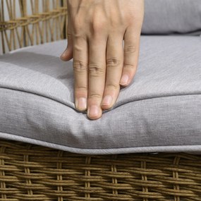 Outsunny Fotel Bujany Boho Rattan PE Zdejmowalne Pokrowce Naturalny Jasnoszary Relaks w Stylu | Aosom PL