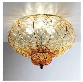 SIRU-Lampa sufitowa SULTANO 3xE14/40W/230V pr.34 cm beżowa/czarna Szkło weneckie