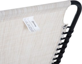 Outsunny Leżak Składany Ogrodowy Beżowy Stal i Tkanina Siatkowa 4 Stopnie Regulacji Oparcia 197x58x76cm | Aosom PL