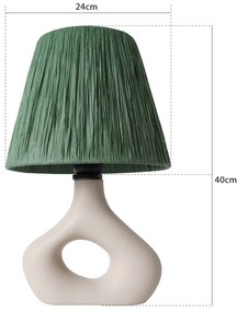 Zielona lampa stołowa z kloszem plecionki papierowej (wysokość 40 cm) Serin – Opviq lights