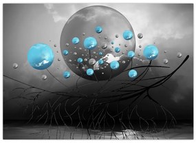 Obraz - jasnoniebieskie abstrakcyjne kule (70x50 cm)