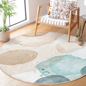 Niebiesko-beżowy okrągły dywan odpowiedni do prania ø 150 cm Puddle – Mila Home