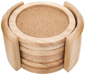 Drewniane podkładki ze stojakiem w naturalnym kolorze zestaw 6 szt. – Orion