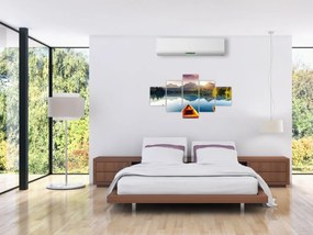 Obraz - Jezioro z łodziami (125x70 cm)