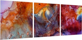 Obraz - Abstrakcyjna sztuka tuszu (z zegarem) (90x30 cm)