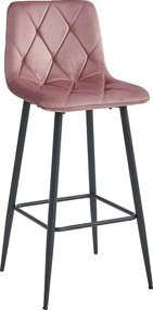 Krzesło barowe Valora KODA z ciemnoróżowego aksamitu z czarnymi stalowymi nogami x1