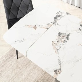 Stół Rozkładany Prostokątny VERONA 160-240 cm Ceramiczny Biały Marmur/Czarny Loft