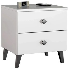 Biała Nowoczesna Szafka Nocna Z Szufladami C6-P81