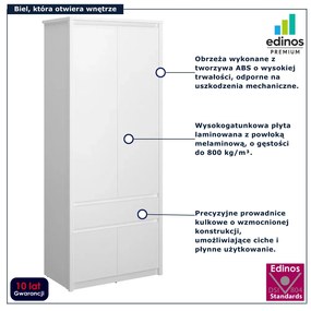 Biała szafa dwudrzwiowa z drążkiem R5-B68