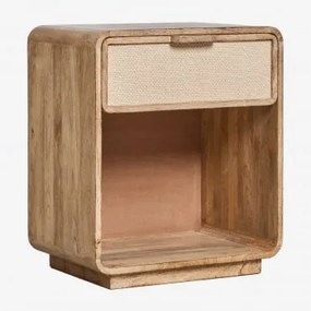 Pack 2 Prostokątnych Szafek Nocnych 40x30 Cm Z Drewna Mango, Mdf I Juty Abrams Drewno Mango - Sklum