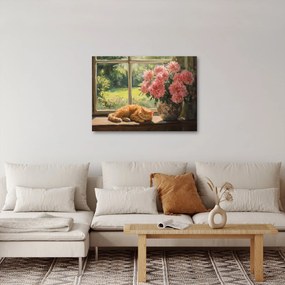 Obraz - Kot na oknie (70x50 cm)
