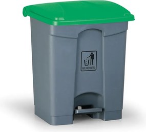 Uniwersalny kosz na śmieci do segregacji z pedałem, 45 l, 610 x 400 x 400 mm, zielony
