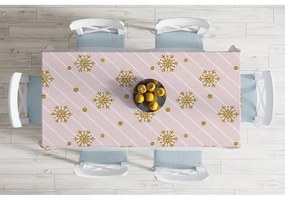 Świąteczny obrus z domieszką bawełny Minimalist Cushion Covers Golden Snowflakes, 140x180 cm