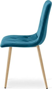 Turkusowe aksamitne krzesło jadalniane LIBRA