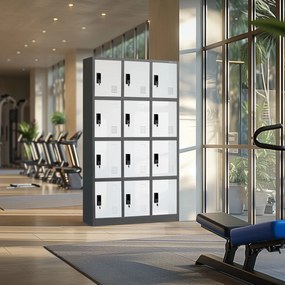 Szafa BHP z 12-skrytkami 90x40x185 cm Marcin antracyt/biały