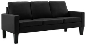 3-osobowa czarna sofa z ekoskóry - Zuria 3Q