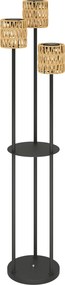 Outsunny Stojąca Lampa Solarna Rattan z Czujnikiem Światła 3 Światła w stylu Boho IP44 Ø37 x 144H cm
