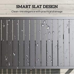 Outsunny Stolik Boczny z Aluminium z Designem Lamelkowym, Odporny na Warunki Atmosferyczne, 90 x 50 x 42 cm, Czarny