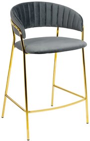 Szary tapicerowany hoker welurowy glamour S7-S86