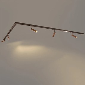 Nowoczesny system oświetlenia szynowego z 5 reflektorami w kolorze ciemnego brązu, jednofazowy - Iconic Ivy