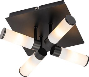 Nowoczesna lampa sufitowa do łazienki czarna 4-światłowa IP44 - Bath