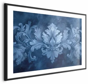 Plakat Błękitny ornament 60x40 cm z ramą czarną z marginesem ARTGEIST B