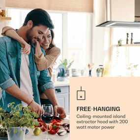 Klarstein Futurelight Smart 45cm 402 m³/h Okap Wyspowy Złoto